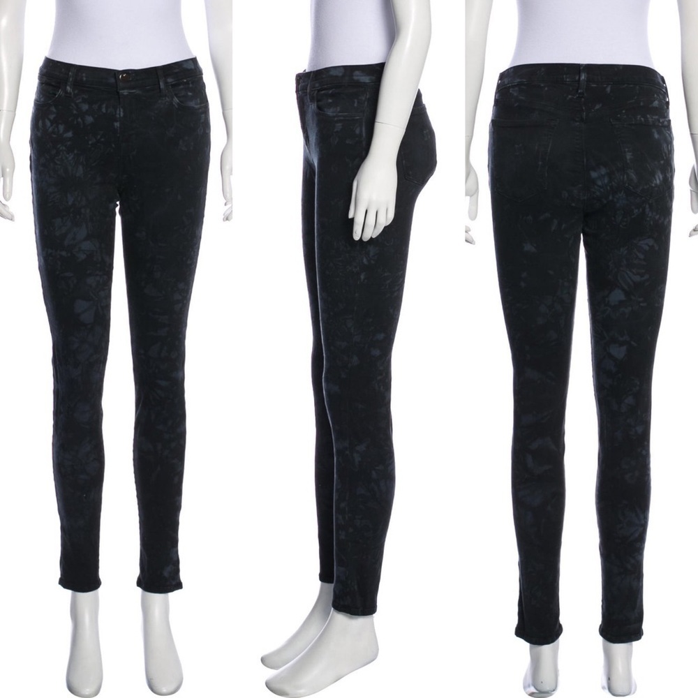 J Brand Black Tie-Dye Mid-Rise Skinny Jeans